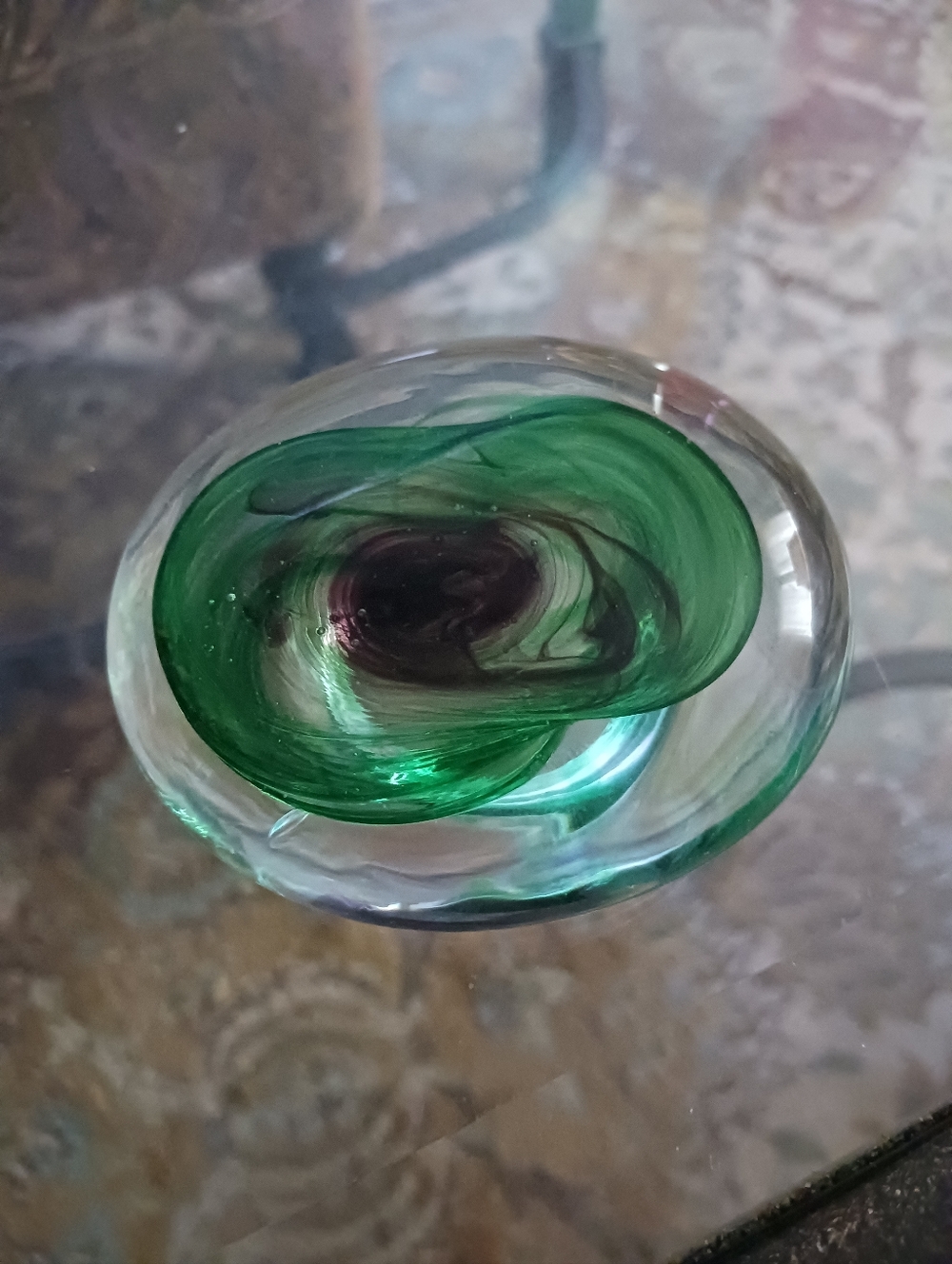 Italian Blown Glass Paperweight.... Smooth Bottom. Evil Eye.....